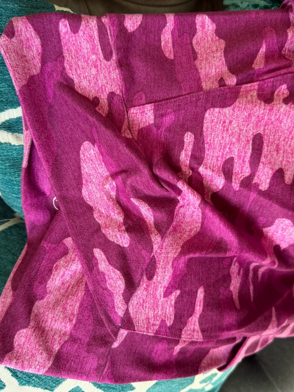 Bombshell Sportswear Pink Camo Leggings with White & Hot Pink Stripe - Picture 4 of 5